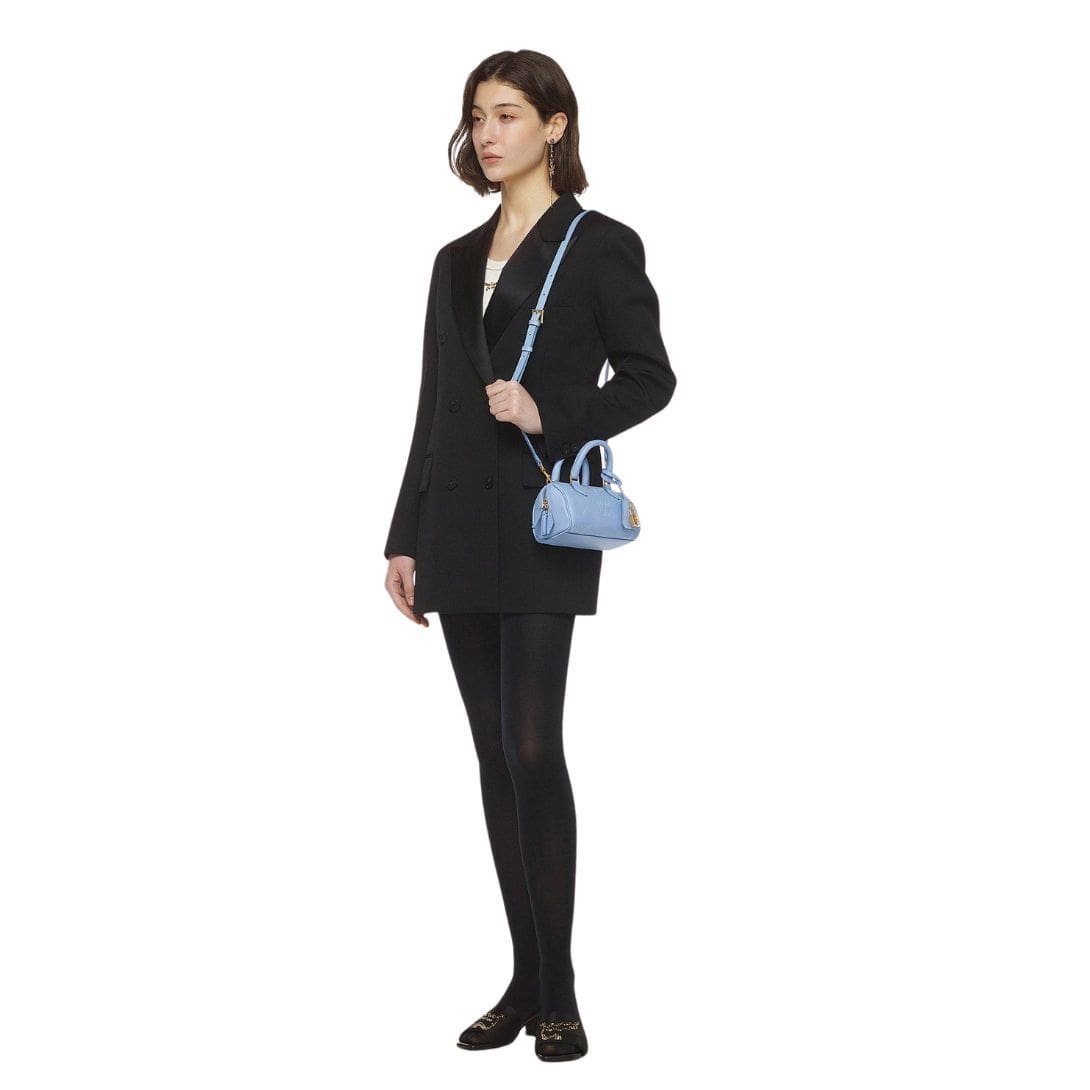 MCM SMALL ELLA BOSTON BAG IN MAXI MONOGRAM LEATHER BLUE - Image 5