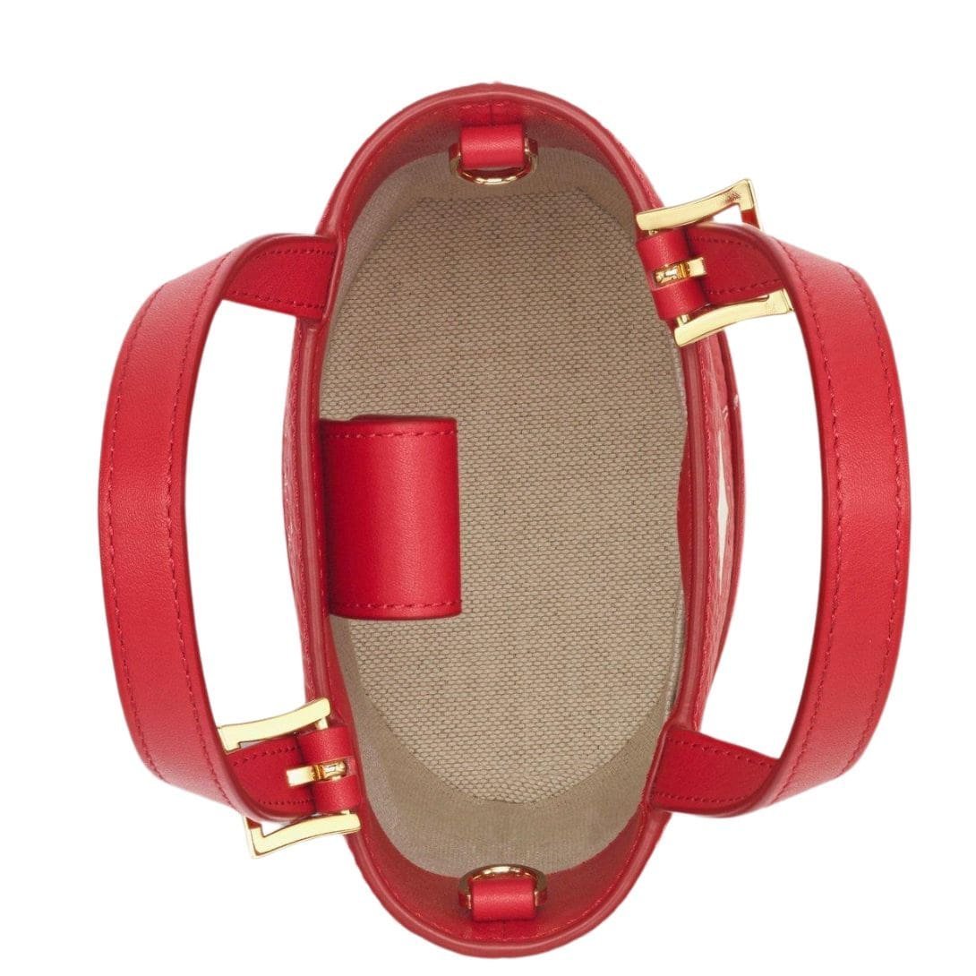 MCM Mini Aren Bucket Tote in Maxi Visetos Candy Red - Image 3