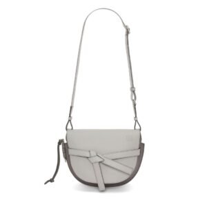LOEWE SMALL GATE CUAL BAG IN SOFT CALFSKIN AND JACQUARD