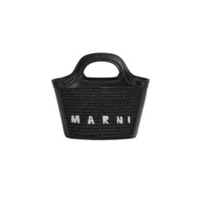 MARNI MUSEO NANO BAG IN WHITE LIGHT BLUE AND ORANGE LEATHER