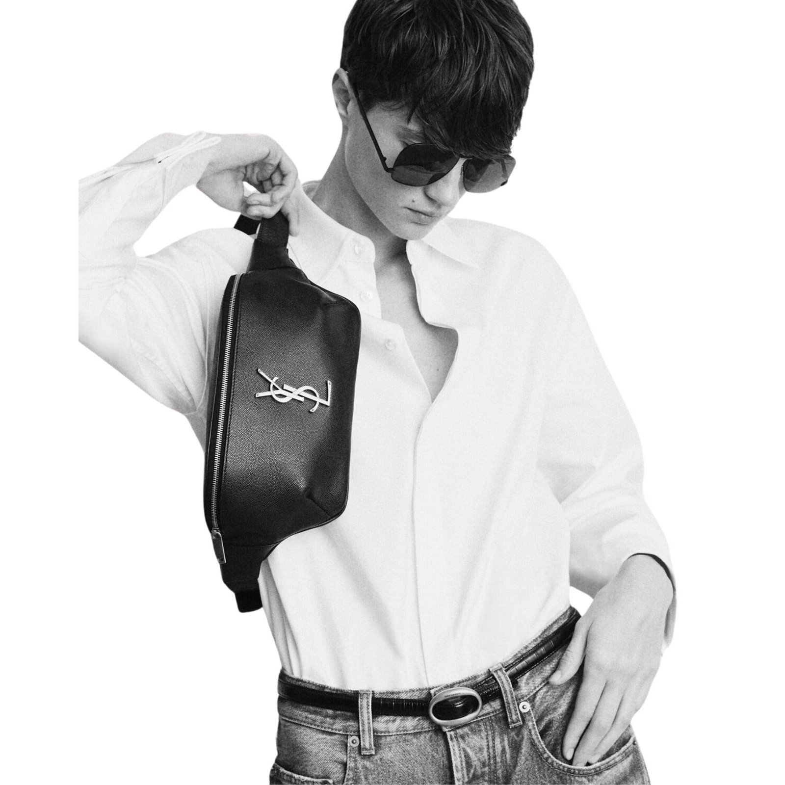 SAINT LAURENT CASSANDRE CLASSIC BELT BAG IN GRAIN DE POUDRE EMBOSSED LEATHER - Image 2