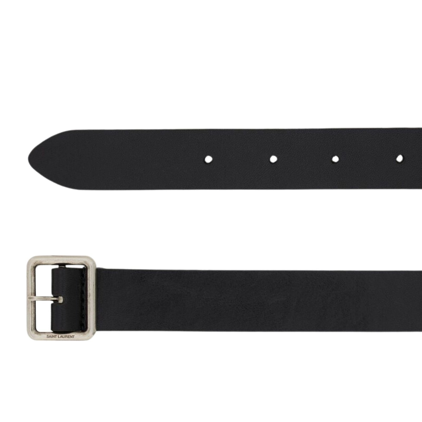 SAINT LAURENT HUBLOT BUCKLE THIN BELT IN VEGETABLE TANNED LEATHER - Image 2