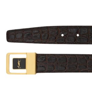 SAINT LAURENT LA 66 BUCKLE BELT IN CROCODILE EMBOSSED LEATHER