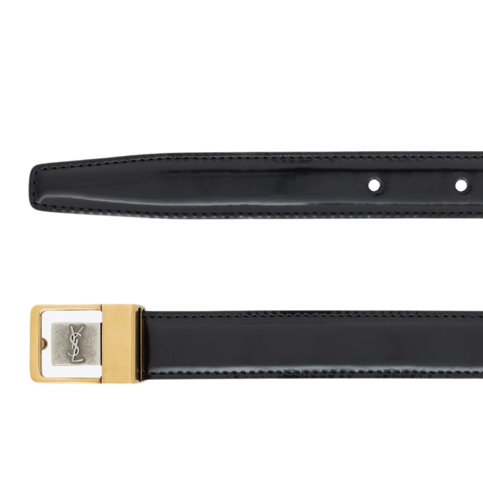 SAINT LAURENT LA 66 BUCKLE THIN BELT IN SHINY LEATHER - Image 2