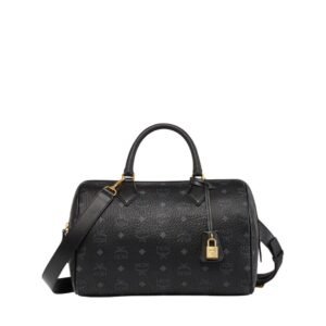 MCM MEDIUM ELLA BOSTON BAG IN VISETOS BLACK