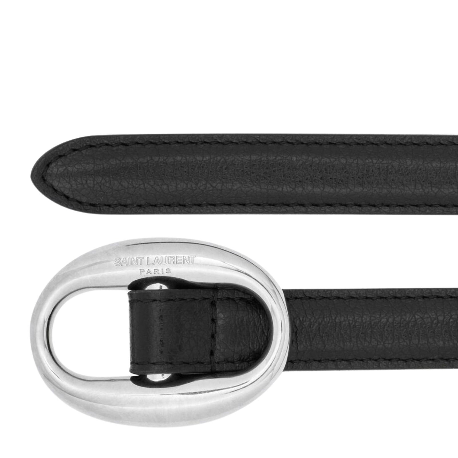 SAINT LAURENT OVAL BUCKLE THIN BELT IN SMOOTH LEATHER - Image 2