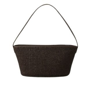 BRUNELLO CUCINELLI TECHNO COTTON RAFFIA BAG WITH SHINY ZIPPER PULL