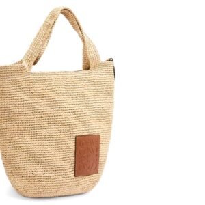 LOEWE MINI SLIT BAG IN RAFFIA AND CALFSKIN