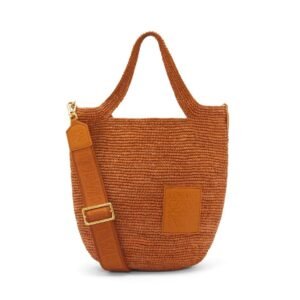 LOEWE MINI SLIT BAG IN RAFFIA AND CALFSKIN