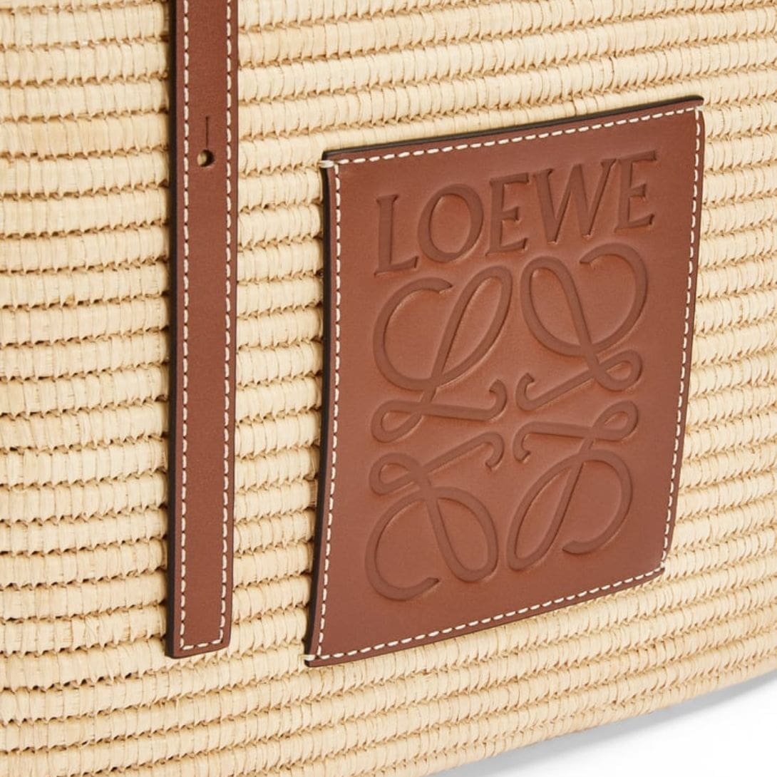 LOEWE SMALL SQUARE BASKET BAG IN RAFFIA AND CALFSKIN - Image 5