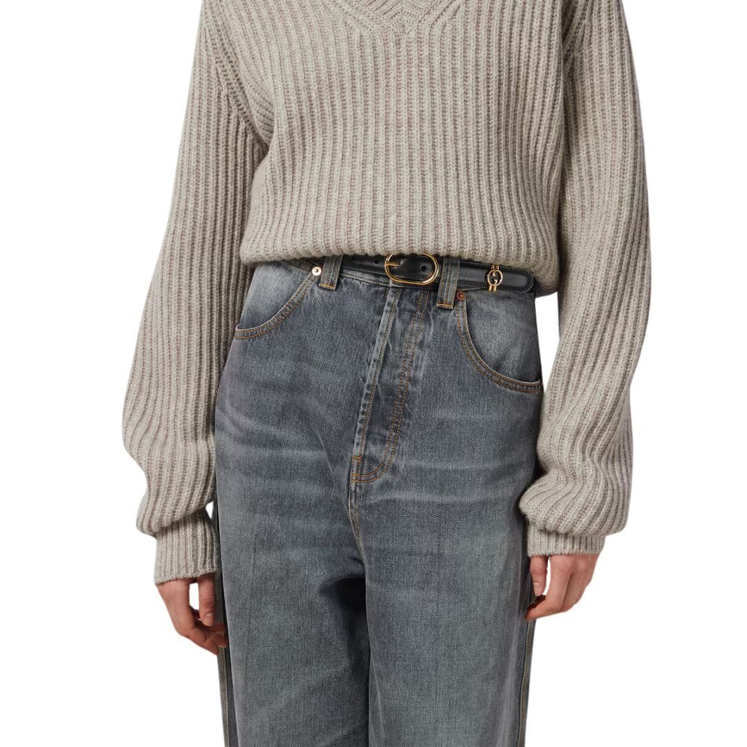 GUCCI BELT WITH ROUND INTERLOCKING G IN BLACK - Image 3