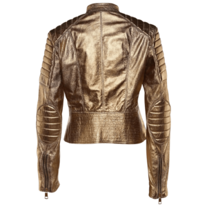 Gold Leather Jacket Women