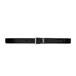 SAINT LAURENT CASSANDRE BELT IN CROCODILE EMBOSSED LEATHER