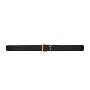 SAINT LAURENT CASSANDRE BELT WITH SQUARE BUCKLE IN GRAINED LEATHER