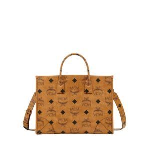 MCM LARGE MÜNCHEN TOTE IN MAXI VISETOS COGNAC