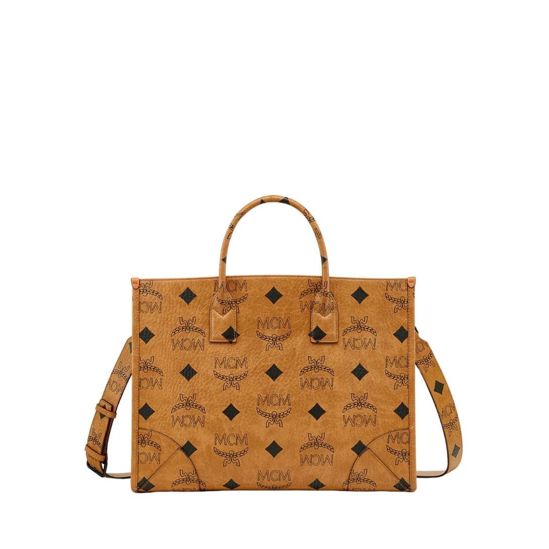 MCM LARGE MÜNCHEN TOTE IN MAXI VISETOS COGNAC
