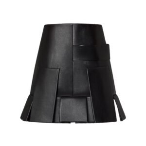LOUIS VUITTON LEATHER BUTTON TAB PLEAT SKIRT