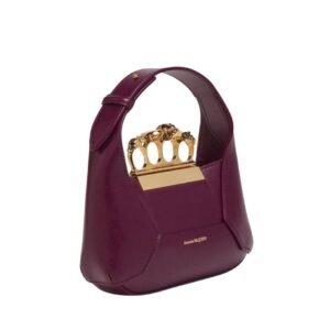 ALEXANDER MCQUEEN WOMENS THE JEWELLED HOBO MINI BAG IN BURGUNDY