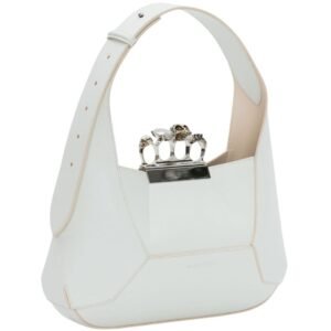 ALEXANDER MCQUEEN WOMEN’S THE JEWELLED HOBO BAG IN IVORY