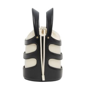 ALEXANDER MCQUEEN WOMEN’S THE RISE BUCKET IN BLACK/SOFT IVORY
