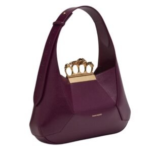 ALEXANDER MCQUEEN WOMENS THE JEWELLED HOBO BAG IN BURGUNDY