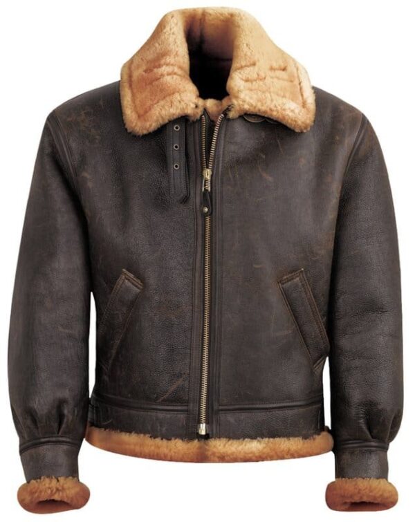 Classic B-3 Sheepskin Leather Bomber Jacket - Image 15