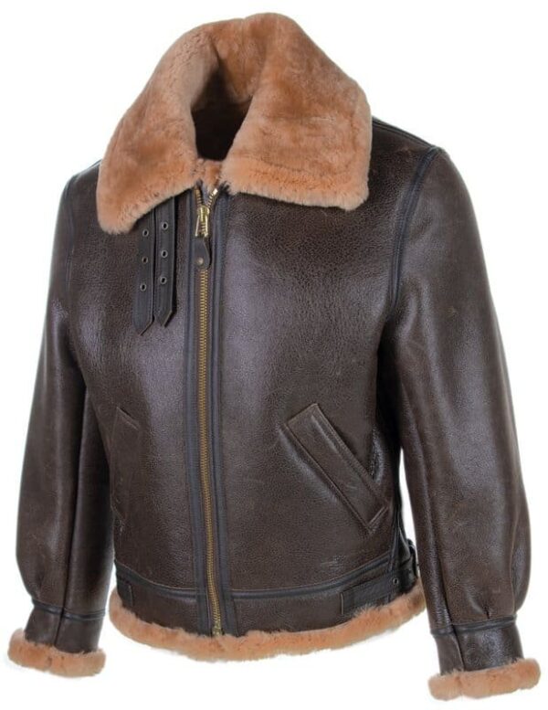 Classic B-3 Sheepskin Leather Bomber Jacket - Image 20