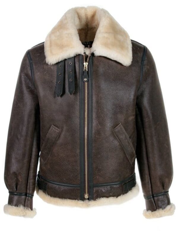 Classic B-3 Sheepskin Leather Bomber Jacket - Image 16