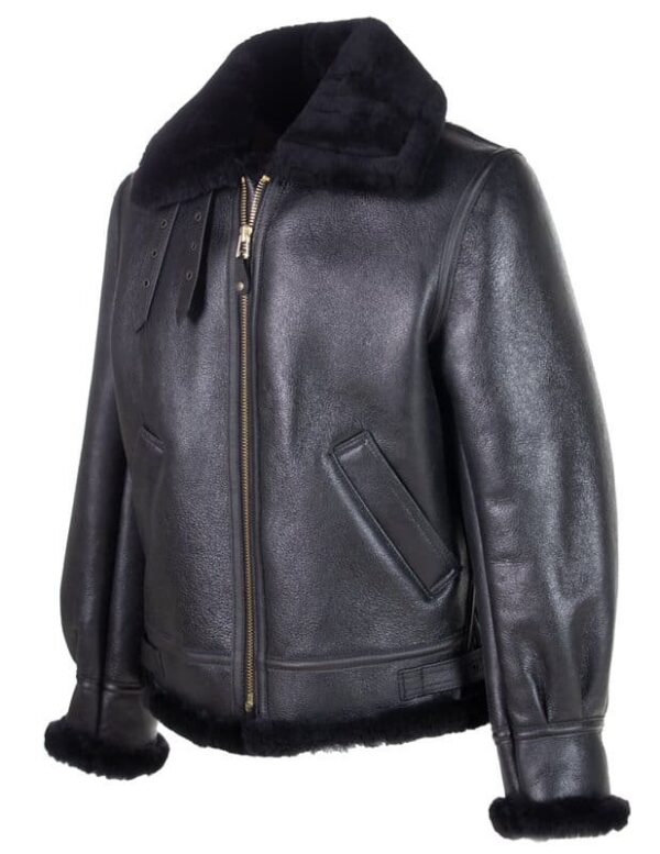 Classic B-3 Sheepskin Leather Bomber Jacket - Image 4