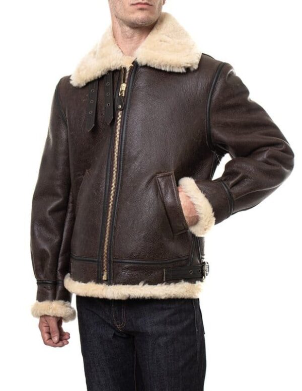 Classic B-3 Sheepskin Leather Bomber Jacket - Image 25