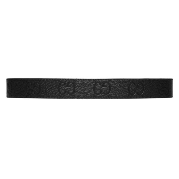 GUCCI GG RUBBER-EFFECT LEATHER BELT IN BLACK - Image 3