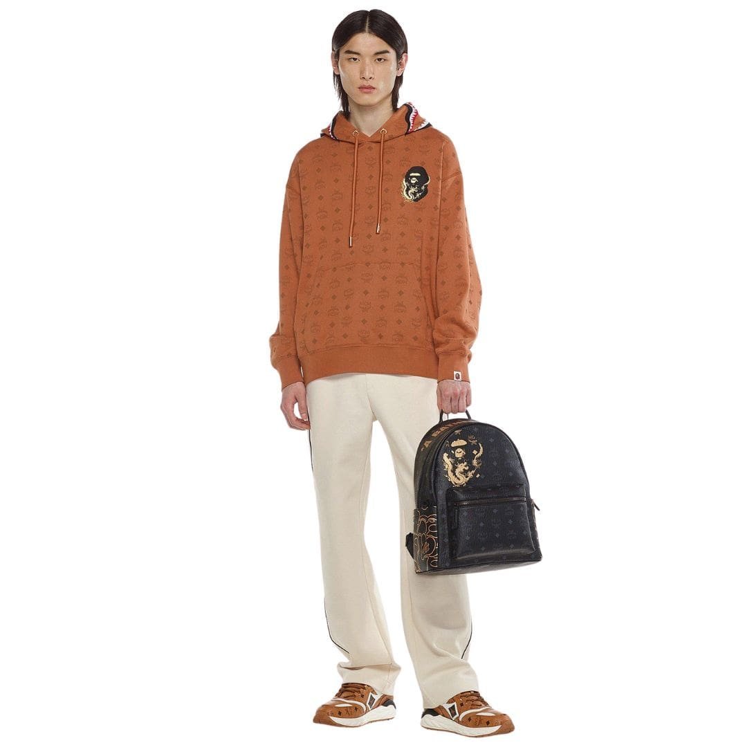 MCM SMALL X BAPE STRAK BACKPACK IN VISETOS BLACK - Image 3