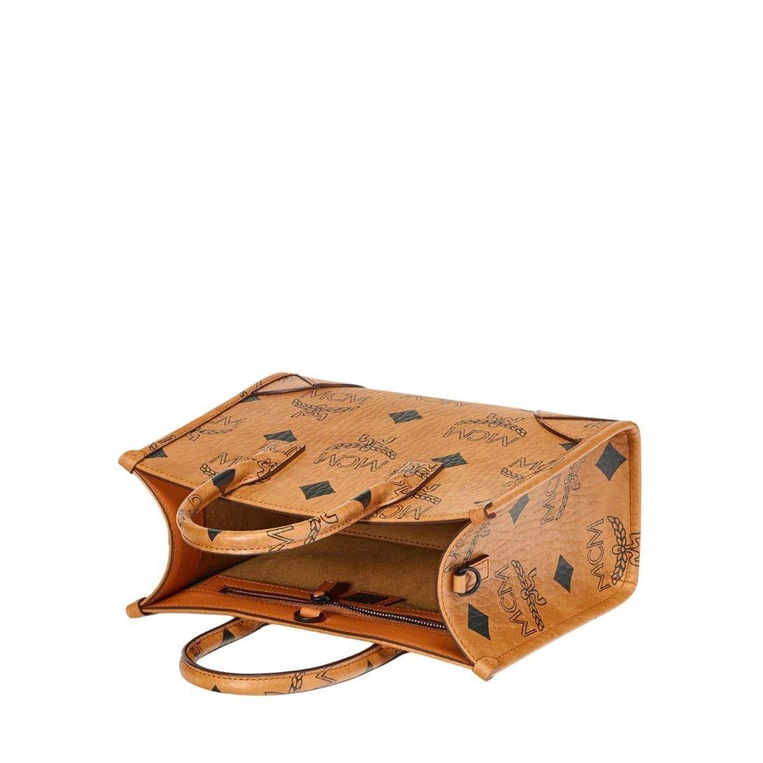 MCM SMALL MÜNCHEN TOTE IN MAXI VISETOS COGNAC - Image 5