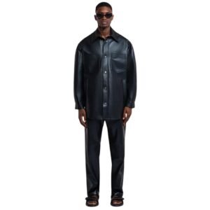 NANUSHKA MARTIN REGENERATED LEATHER OVERSHIRT BLACK