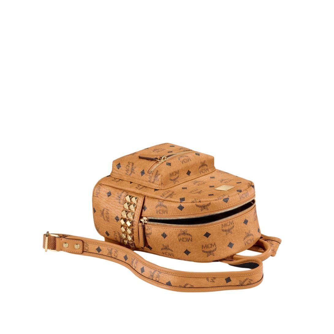 MCM MINI STARK SIDE STUDS BACKPACK IN VISETOS COGNAC - Image 5