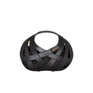 BALMAIN CALFSKIN BASKET BAG WITH AN OPENWORK GRID MOTIFI