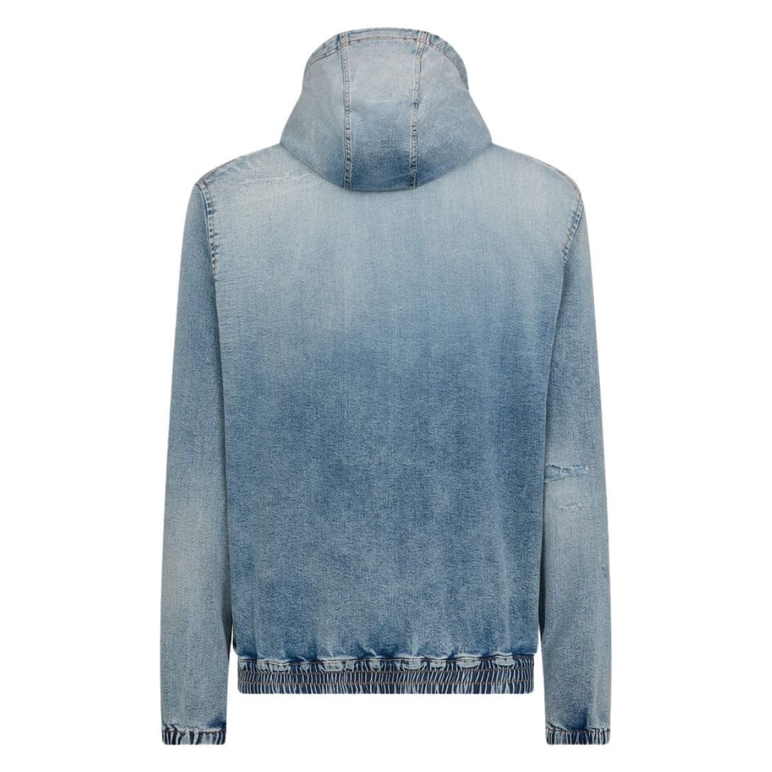 DSQUARED2 LIGHT SUPER SOFT WASH DENIM DIAMONDS HOODIE JACKET - Image 2