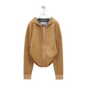 LOEWE DRAPED HOODIE IN SUEDE GOATSKIN