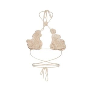 MAGDA BUTRYM 3D CROCHET FLOWER BRA TOP IN CREAM