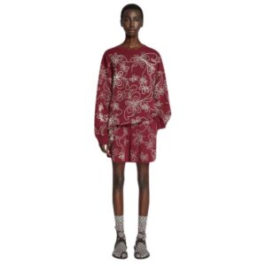 DRIES VAN NOTEN EMBROIDERED SHORTS BURGUNDY