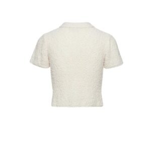 MAGDA BUTRYM BOUCLE KNIT BUTTON UP SHIRT IN CREAM