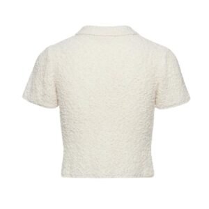 MAGDA BUTRYM BOUCLE KNIT BUTTON UP SHIRT IN CREAM