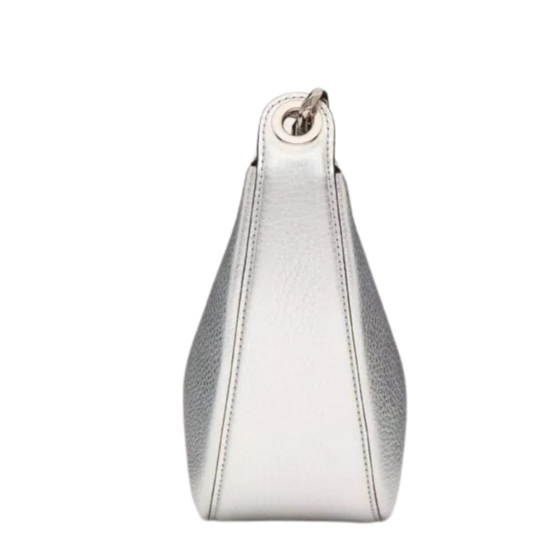 VALENTINO GARAVANI VLOGO MOON MINI HOBO BAG IN METALLIC GRAINY CALFSKIN WITH CHAIN - Image 3