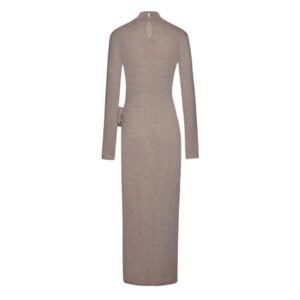 MAGDA BUTRYM HIGH NECK KNIT MAXI DRESS IN BEIGE