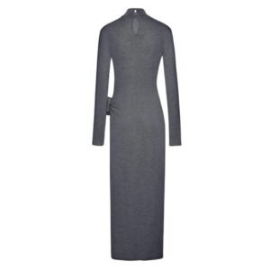 MAGDA BUTRYM HIGH NECK KNIT MAXI DRESS IN GRAY
