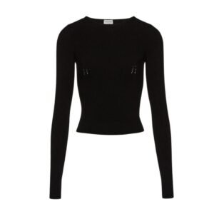 MAGDA BUTRYM SCULPTED RIB KNIT TOP IN BLACK
