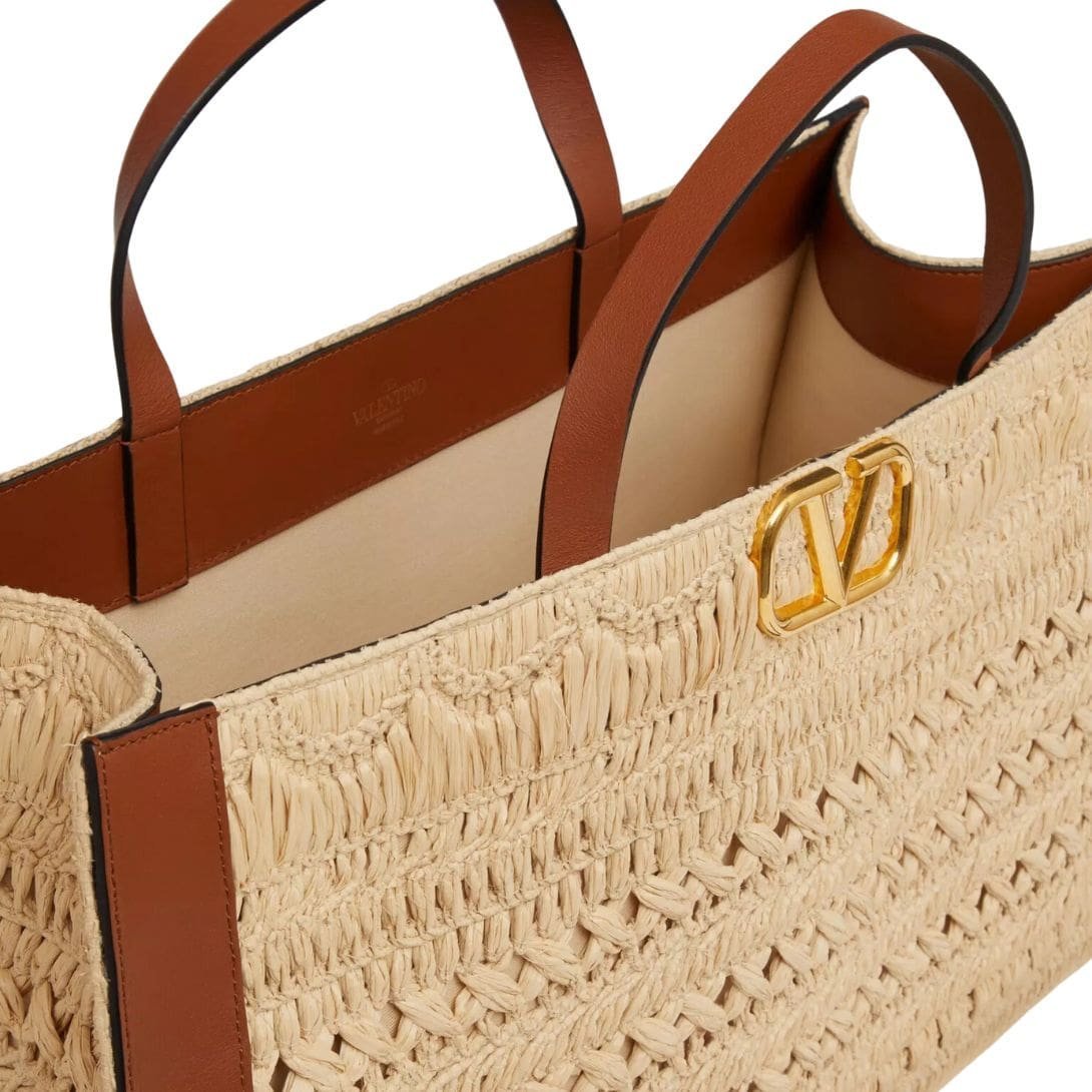 VALENTINO GARAVANI VLOGO SIGNATURE EMBROIDERED RAFFIA HANDBAG - Image 4