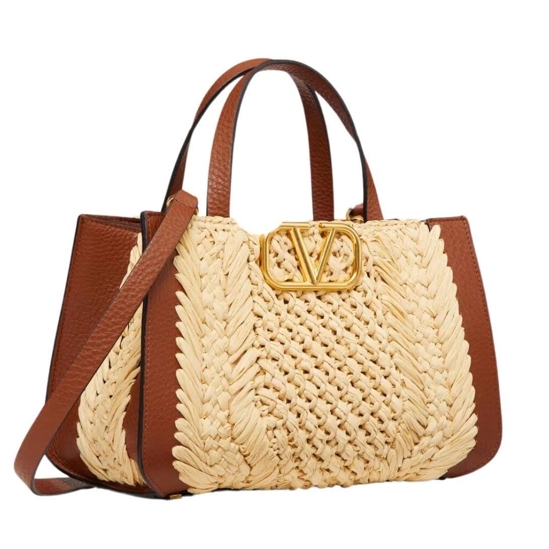 VALENTINO GARAVANI VLOGO SIGNATURE RAFFIA SMALL HANDBAG - Image 3