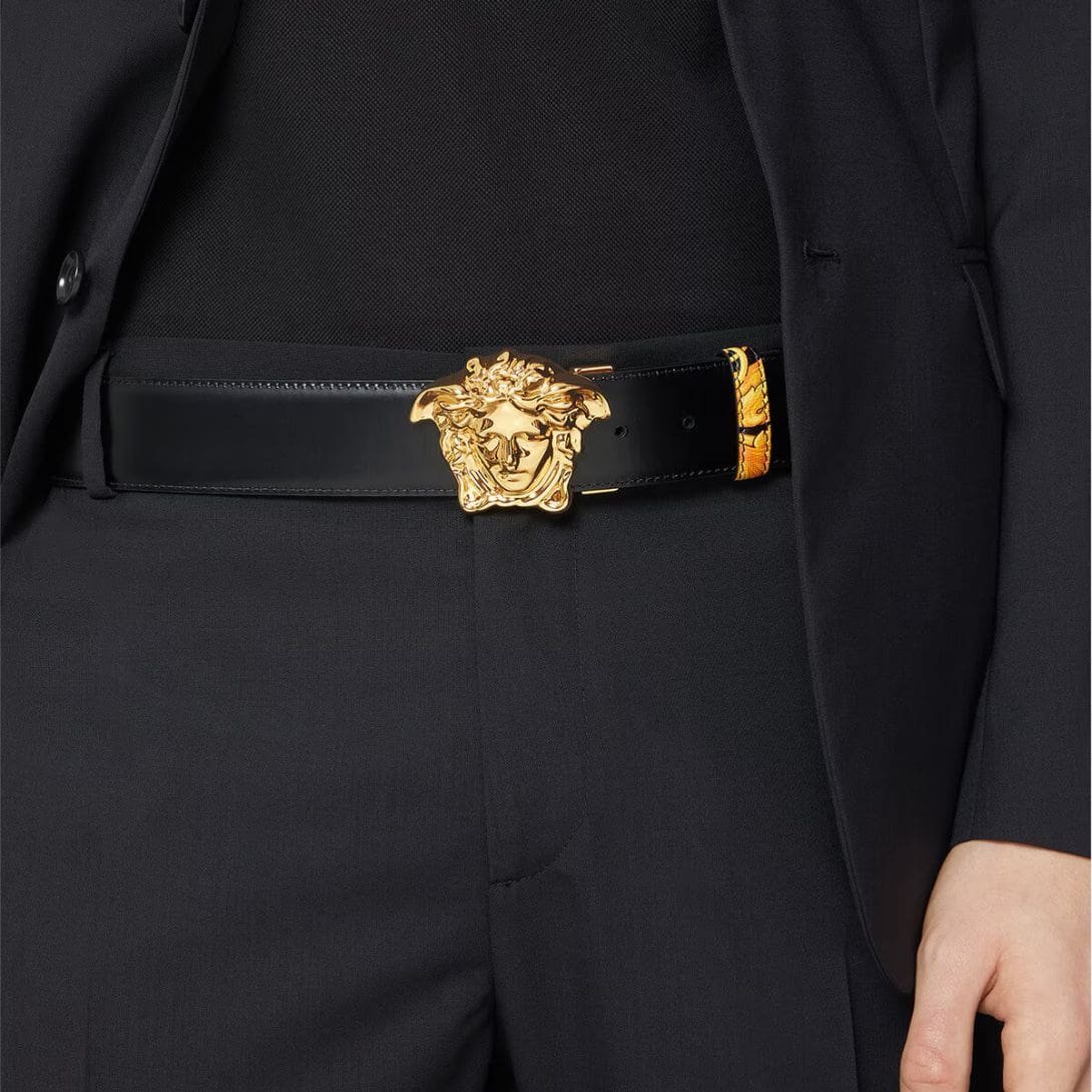 VERSACE BAROCCO REVERSIBLE LEATHER BELT 4 cm - Image 3