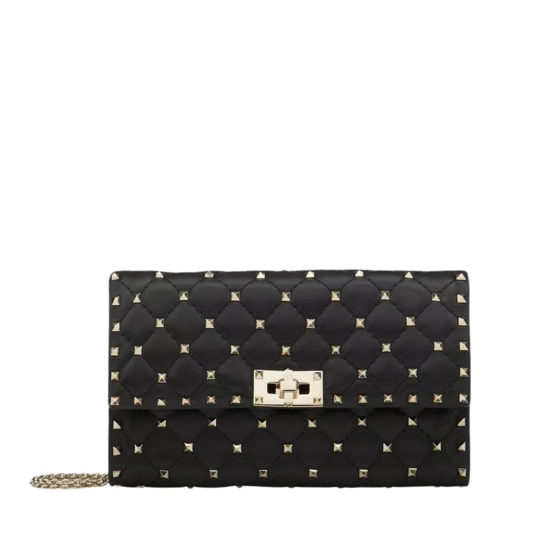 VALENTINO GARAVANI ROCKSTUD SPIKE NAPPA LEATHER CROSSBODY CLUTCH BAG - Image 3